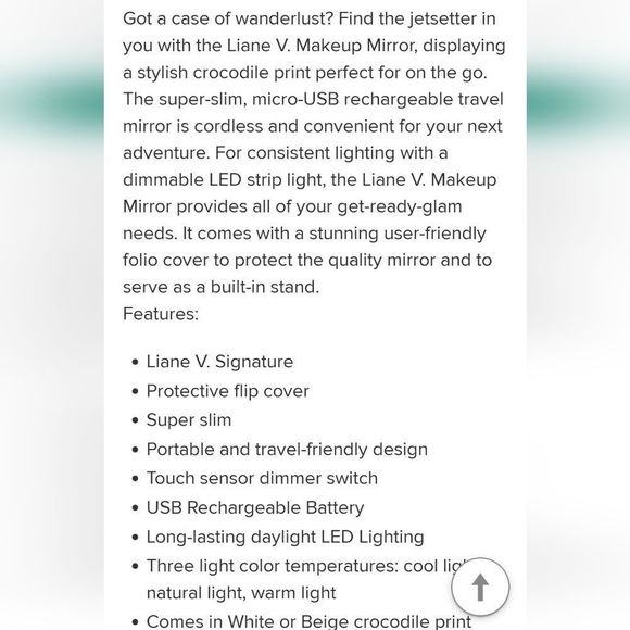 Impressions Liane V Touch Pad Mini LED Makeup Mirror- Black/Beige - Picture 8 of 12